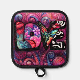 Porta Ollas Resumen Palabra de amor Graffiti Valentine Floral 