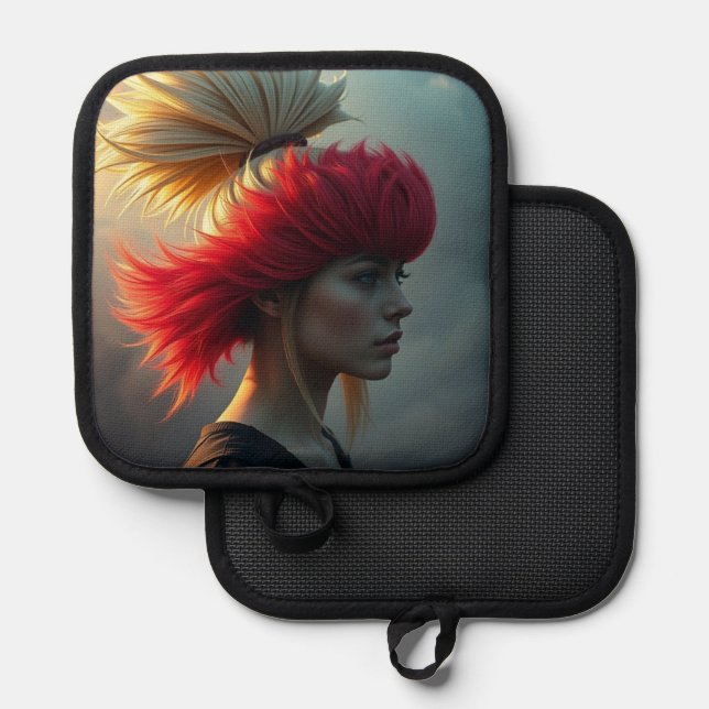 Porta Ollas Rojo y rubio (Anverso/Reverso)