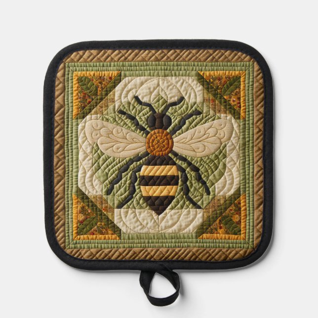 Porta Ollas Rustic Honeybee Faux Quilt (Anverso)