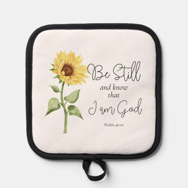 Porta Ollas Sé y sé que soy Dios Girasol (Anverso)