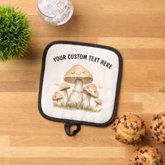 Porta Ollas Set de Hongos de Texto Personalizado con Corazón L