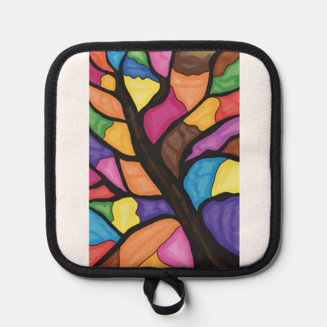 Porta Ollas Stain glass tree art  (Anverso)