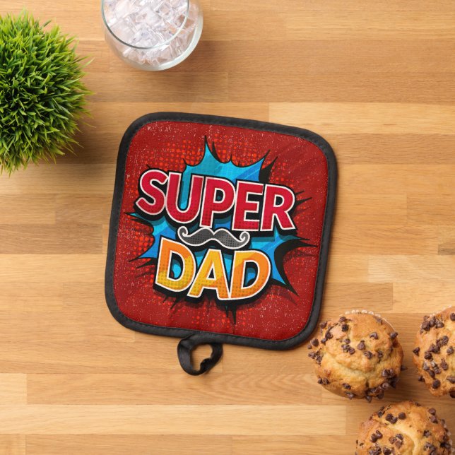 Porta Ollas Super Dad Mustache Modern Grunge (De arriba hacia abajo)