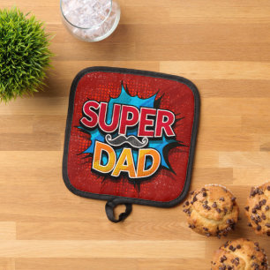 Porta Ollas Super Dad Mustache Modern Grunge
