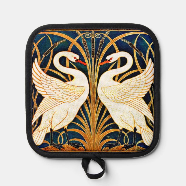 Porta Ollas Swan y Rush e Iris, arte fino, (Anverso)