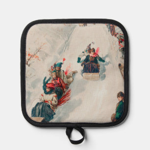 Porta Ollas "Tobogganing", Cromolitografía, Louis Prang & Co.