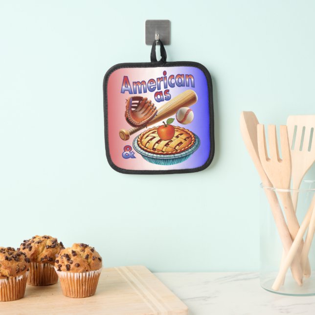 Porta Ollas Un americano divertido como el béisbol y el Apple  (Insitu (colgante))