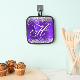 Porta Ollas Violeta Purpúreo Foil Monograma Fantasía Brillo Pl