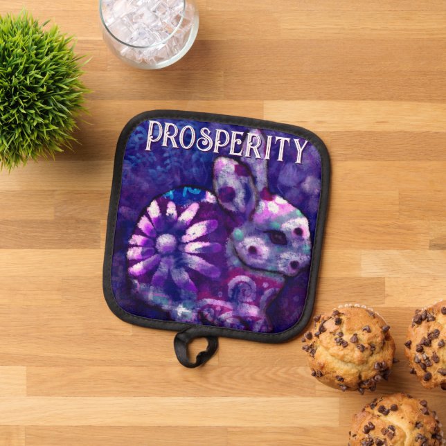 Porta Ollas Whimsical Floral Bunny Rabbit Personalizado (De arriba hacia abajo)