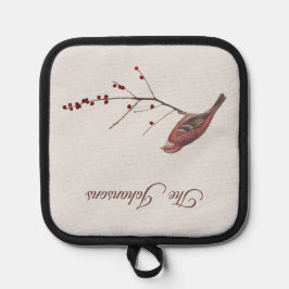 Porta Ollas Winter Rosy Bullfinch Bird Winterberry Holly