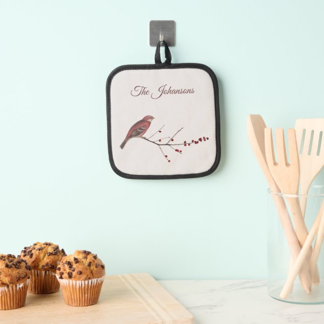 Porta Ollas Winter Rosy Bullfinch Bird Winterberry Holly (Insitu (colgante))