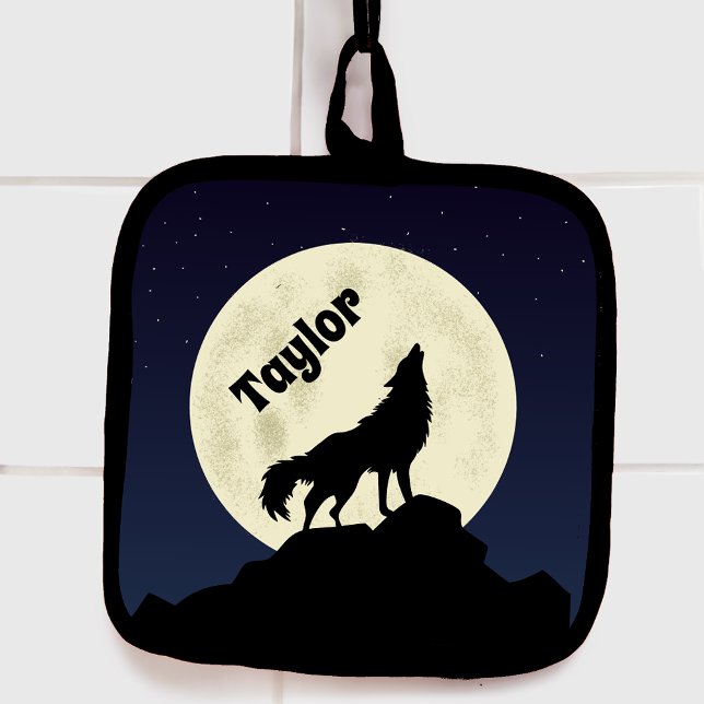 Porta Ollas Wolf Howling en la Luna Personalizada (Subido por el creador)
