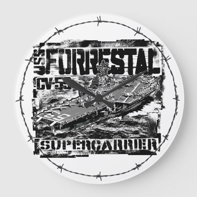 Portaaviones Reloj de pared acrílico de Forrestal (Anverso)