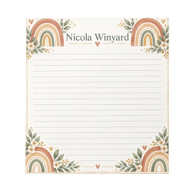 Portada de bloc de notas botánico arcoíris boho (Frente)