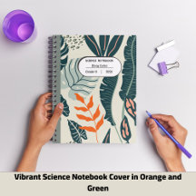 Portada de cuaderno de ciencias vibrante en naranj