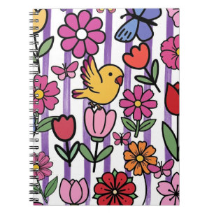 Portada de cuaderno de jardín floral caprichoso co
