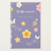Portada de Diario Floral Adorable, Cuaderno Púrpur