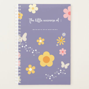 Portada de Diario Floral Adorable, Cuaderno Púrpur