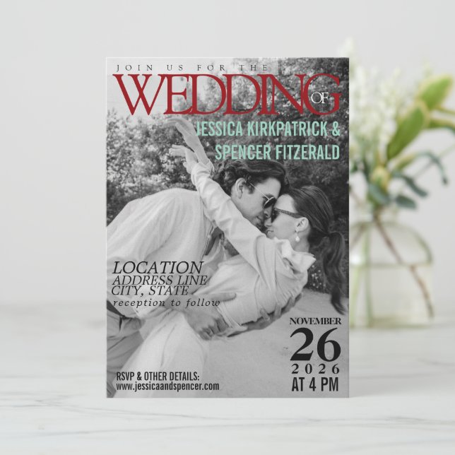 Portada de la revista, invitación a la boda de per (Anverso de pie)