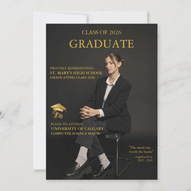 Portada de Revista Invitación de Graduación Oro Ne (Anverso)