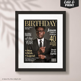 Portada de revista personalizada para él Póster de