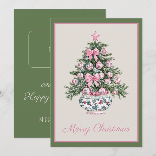 Portadora de tarjetas preppy Chinoiserie Christmas (Anverso / Reverso)