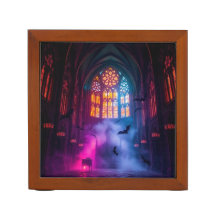 Neon Gothic Cathedral Halloween Design