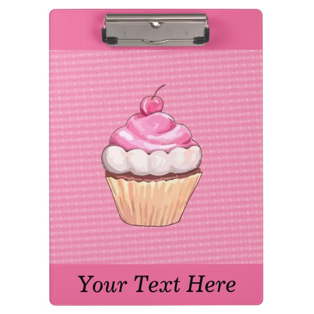 Portapapeles Adorable Cupcake Rosa con Cereza (Anverso)