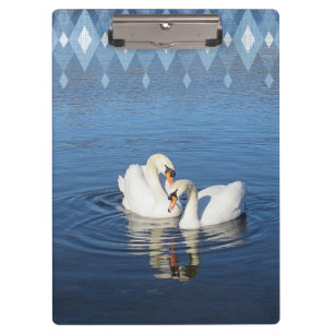 Portapapeles azul de las fotos de los Cisne de amo