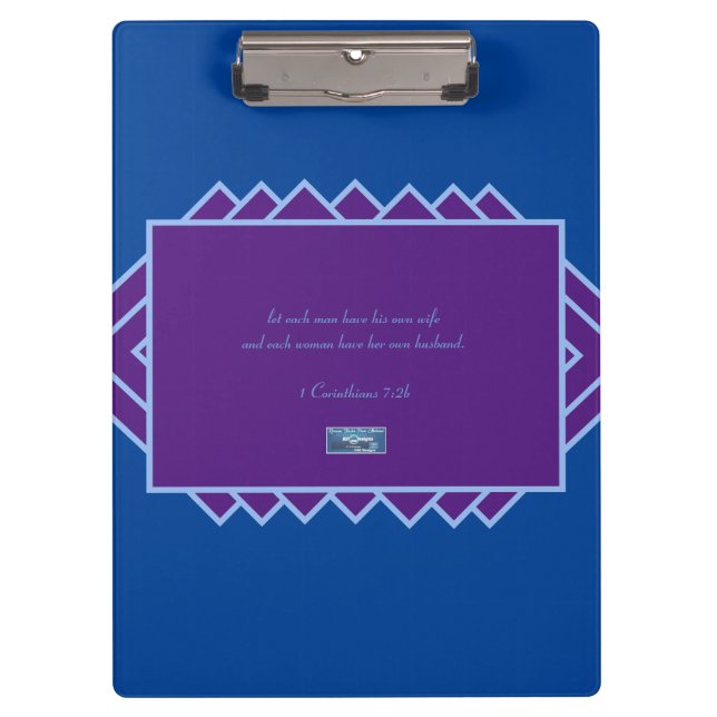 Portapapeles Azul(Triángulos púrpura) RFPMDesigns  (Anverso)