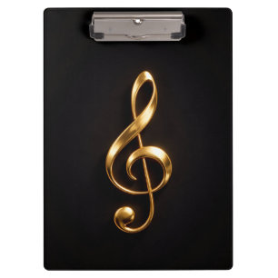 Portapapeles Black 4 Luxe, Clave de Sol Dorada
