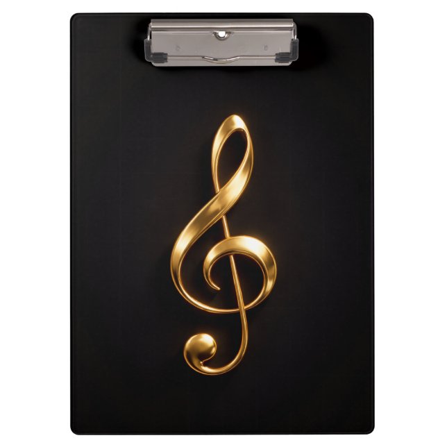 Portapapeles Black 4 Luxe, Clave de Sol Dorada (Anverso)