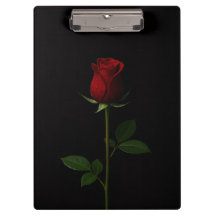 Portapapeles Black 4 Luxe con Rosa Roja Terciopelo