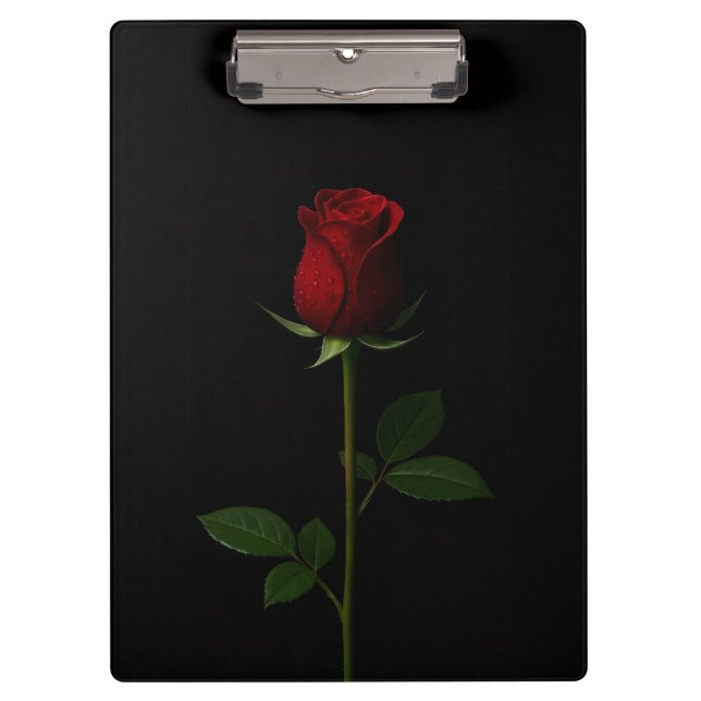 Portapapeles Black 4 Luxe con Rosa Roja Terciopelo (Anverso)
