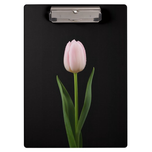 Portapapeles Black 4 Luxe con Tulipán Rosa Claro (Anverso)