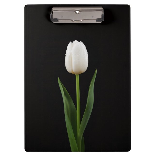 Portapapeles Black 4 Luxe, Tulipán Blanco Perla (Anverso)