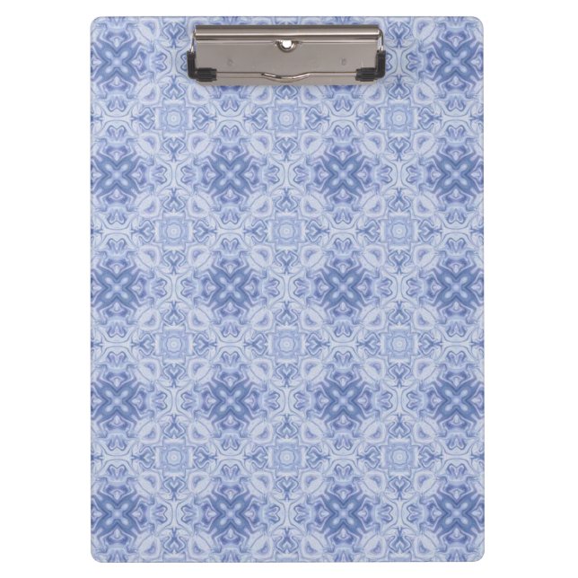 Portapapeles con diseño de damasco azul (Anverso)