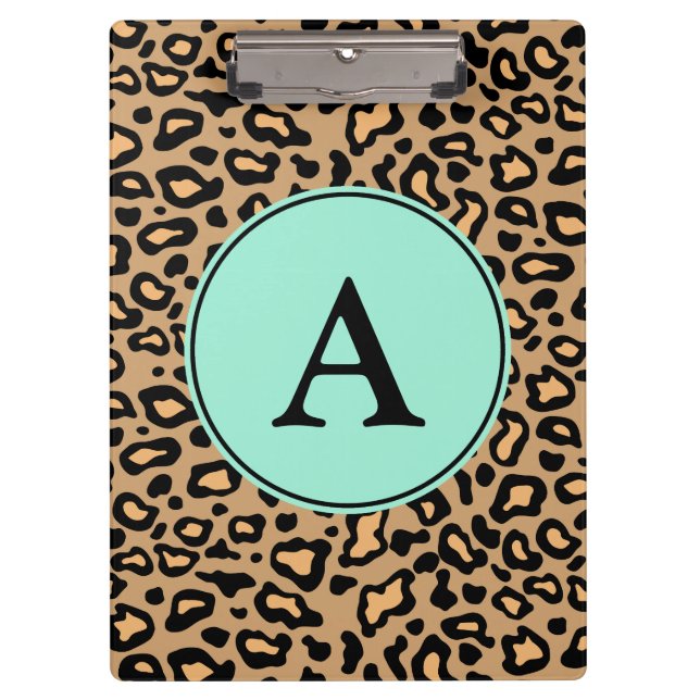 Portapapeles con estampado de leopardo monogramado (Anverso)