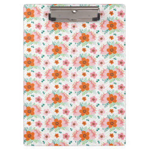 Portapapeles con estampado floral rosa y naranja