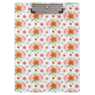 Portapapeles con estampado floral rosa y naranja