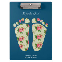 Portapapeles con huellas con flores para podólogos