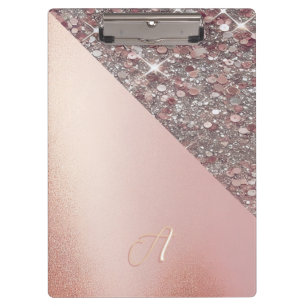 Portapapeles con monograma de oro rosa elegante