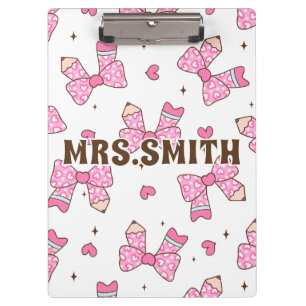Portapapeles con nombre personalizado y lazo coque