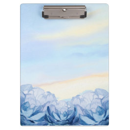 Portapapeles de acuarela floral azul elegante