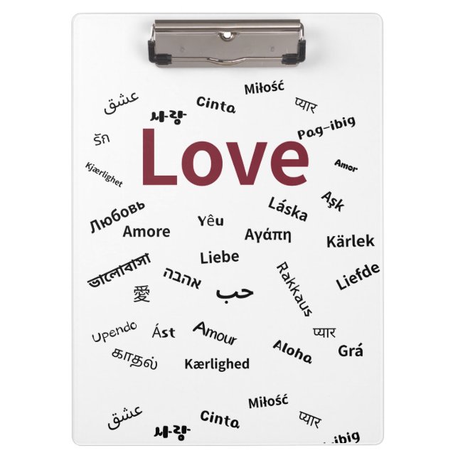 Portapapeles de Amor en muchos idiomas (Anverso)