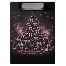 Portapapeles de árbol de Navidad rosa Kawaii oscur