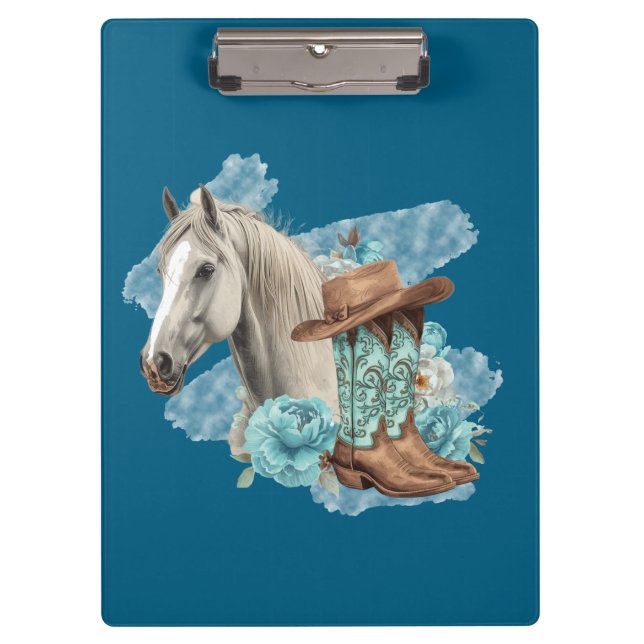 Portapapeles de Caballo Occidental - Azul Marino (Anverso)