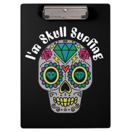 Portapapeles de cráneo abstracto decorado