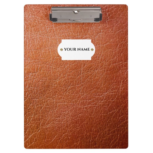 Portapapeles de cuero marrón falso (Anverso)