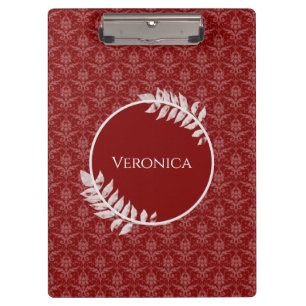 Portapapeles de Damask Red Elegant